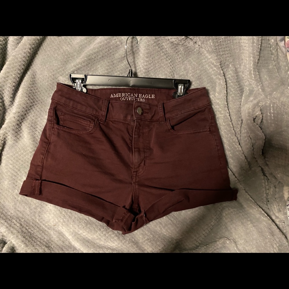 Burgundy American Eagle High Rise Shortie